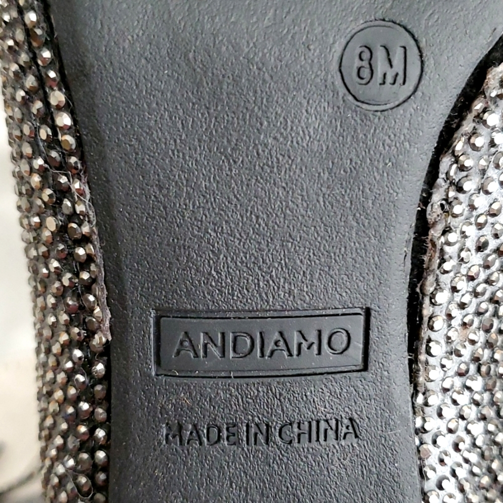 ANDIAMO Allover Rhinestone Fringe Sparkle Stiletto Booties WOMENS SIZE: 8M - Picture 10 of 11